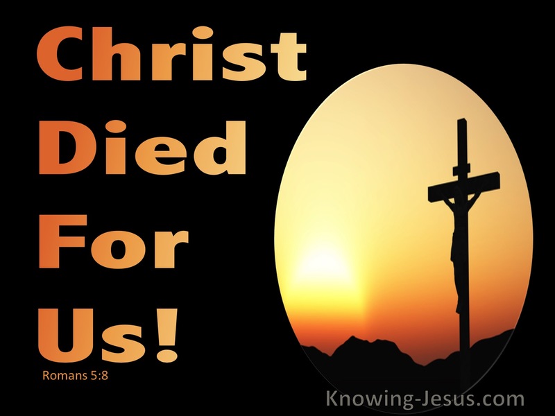 Romans 5:8 Christ Died For Us (orange)